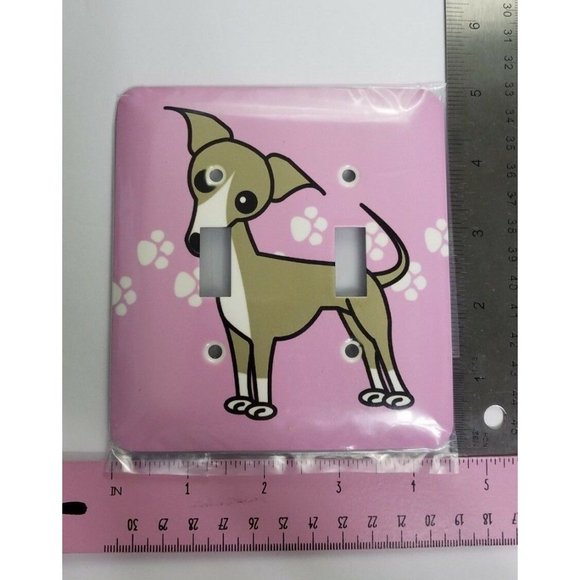 Dog Light Switch Cover Metal Double Dual Switches With Screws pink - Picture 2 of 4